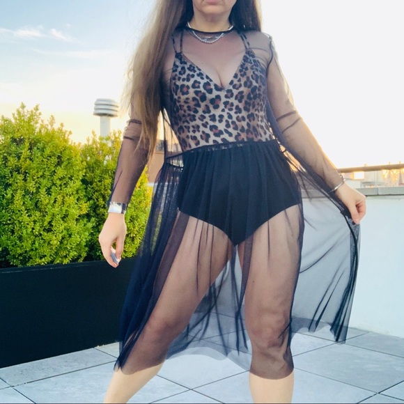 Zara Blue Transparent Tulle Tutu Mesh Midi Dress - Picture 8 of 16